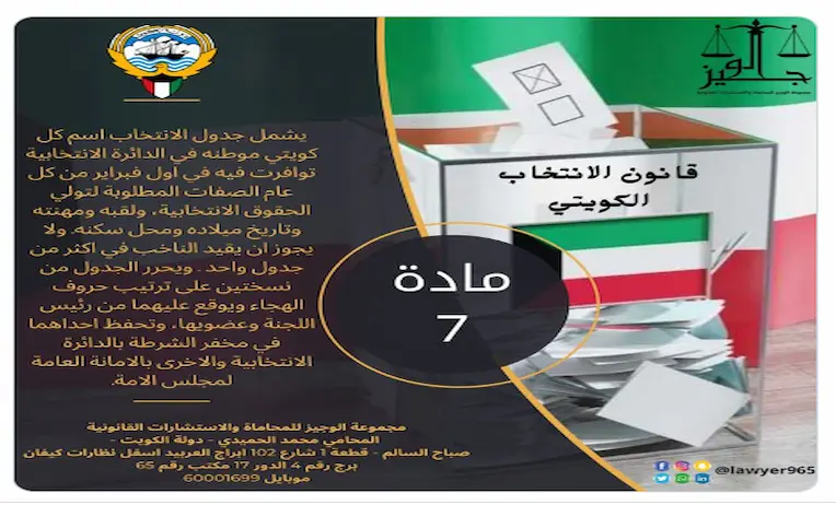 المادة 7 من قانون الانتخابات الكويتي